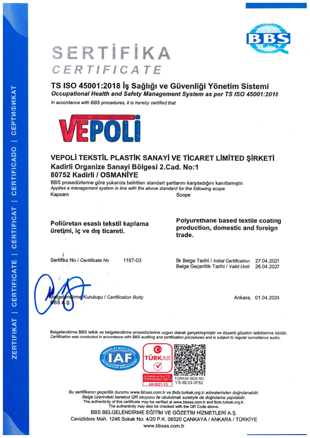 ISO 45001 İş Sağlığı ve Güvenliği Yönetim Sistemi